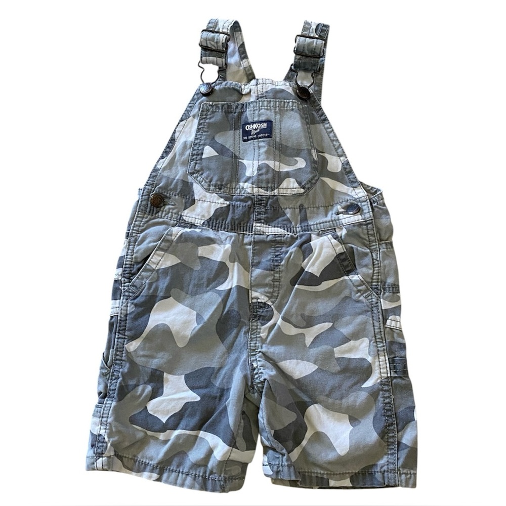 Oshkosh Overalls Size 2T Gray Camo Print Cotton Outdoor Summer